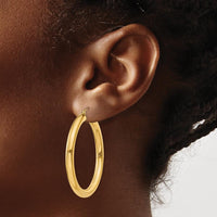 14K Yellow Gold 40mm Polished Tube Hoop Earrings - 4mm Thickness by 0