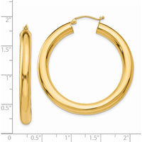 14K Yellow Gold 40mm Polished Tube Hoop Earrings by 0