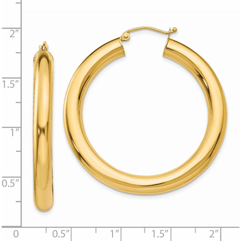 14K Yellow Gold 40mm Polished Tube Hoop Earrings by 0
