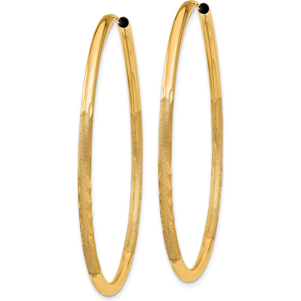 14K Yellow Gold 40mm Satin Diamond-Cut Endless Hoop Earrings by Oro Pregiato