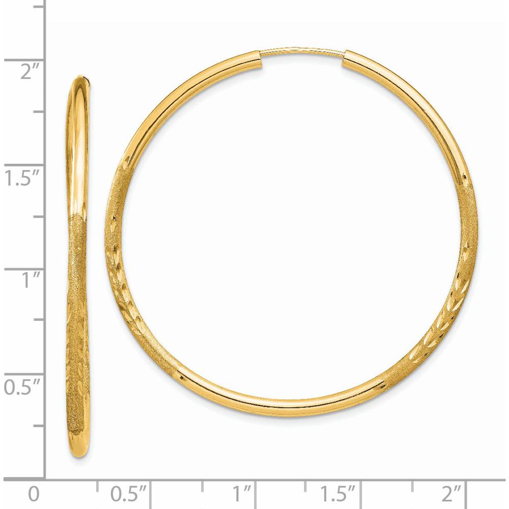 14K Yellow Gold 40mm Satin Diamond-Cut Endless Hoop Earrings by Oro Pregiato
