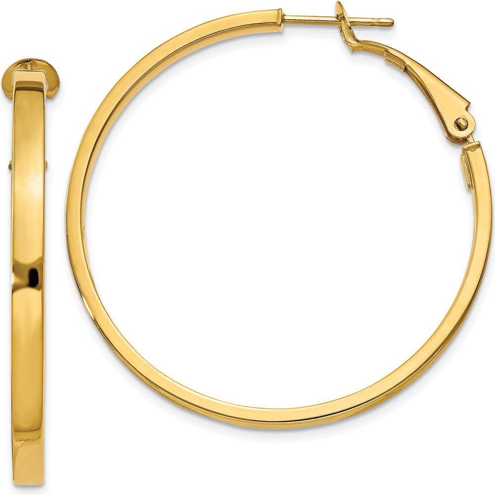 14K Yellow Gold 41mm Polished Square Tube Round Hoop Earrings by Monteluci Fine Jewelry