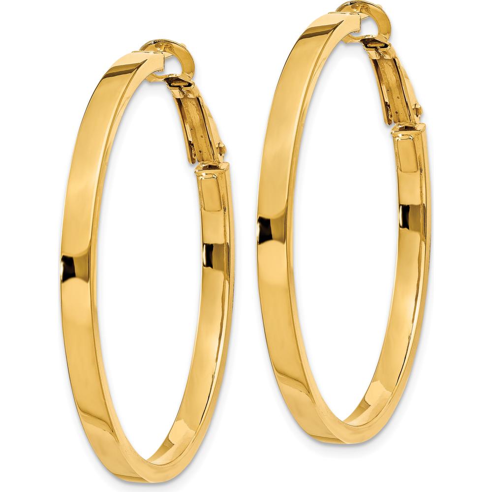 14K Yellow Gold 41mm Polished Square Tube Round Hoop Earrings by Monteluci Fine Jewelry