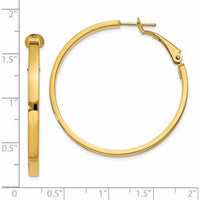14K Yellow Gold 41mm Polished Square Tube Round Hoop Earrings by Monteluci Fine Jewelry