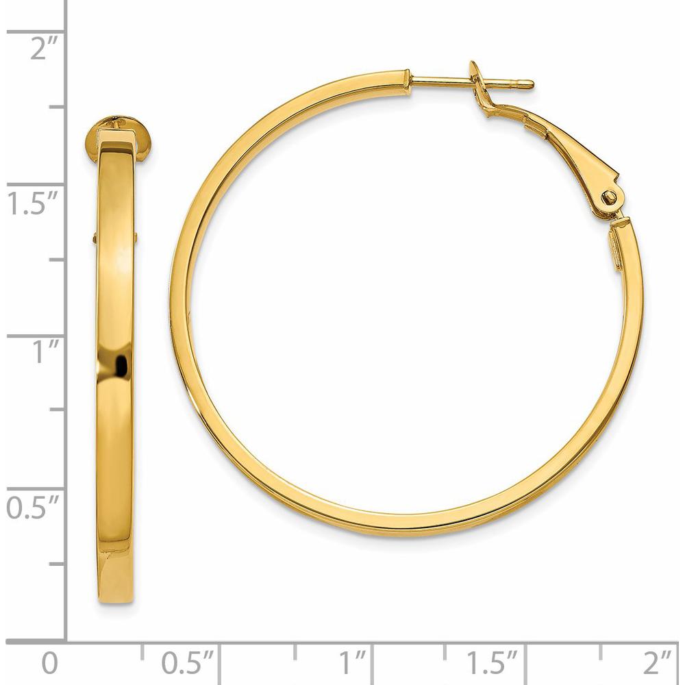 14K Yellow Gold 41mm Polished Square Tube Round Hoop Earrings by Monteluci Fine Jewelry