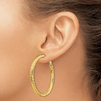 14K Yellow Gold 45.75mm Diamond-Cut Round Hoop Earrings with Omega Clip Back by Oro Pregiato