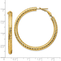 14K Yellow Gold 45.75mm Diamond-Cut Round Hoop Earrings with Omega Clip Back by Oro Pregiato
