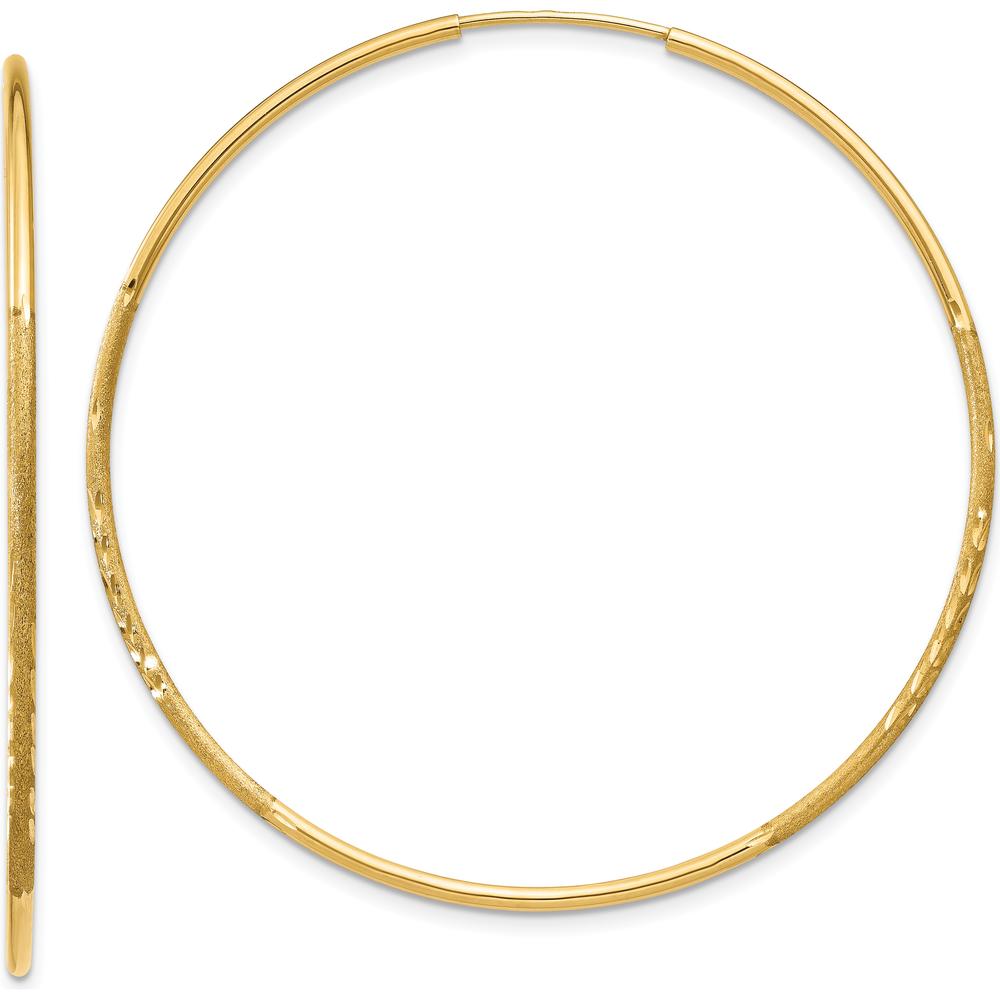 14K Yellow Gold 45mm Diamond-Cut Endless Hoop Earrings by Oro Pregiato