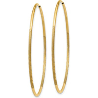 14K Yellow Gold 45mm Diamond-Cut Endless Hoop Earrings by Oro Pregiato