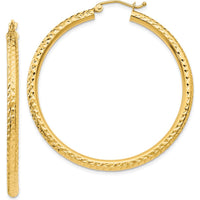 14K Yellow Gold 45mm Diamond-Cut Round Hoop Earrings by 0