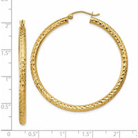14K Yellow Gold 45mm Diamond-Cut Round Hoop Earrings by 0