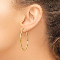 14K Yellow Gold 45mm Diamond-cut Round Tube Hoop Earrings by 0