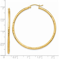 14K Yellow Gold 45mm Diamond-cut Round Tube Hoop Earrings by 0