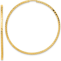 14K Yellow Gold 45mm Diamond-Cut Square Tube Endless Hoop Earrings - Polished Finish by 0