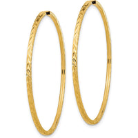 14K Yellow Gold 45mm Diamond-Cut Square Tube Endless Hoop Earrings - Polished Finish by 0