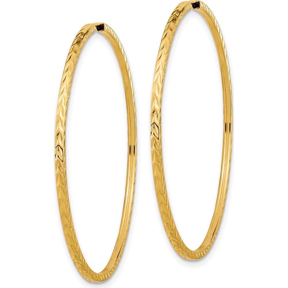 14K Yellow Gold 45mm Diamond-Cut Square Tube Endless Hoop Earrings - Polished Finish by 0