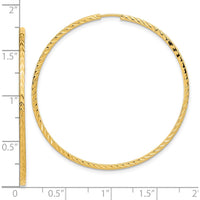 14K Yellow Gold 45mm Diamond-Cut Square Tube Endless Hoop Earrings - Polished Finish by 0