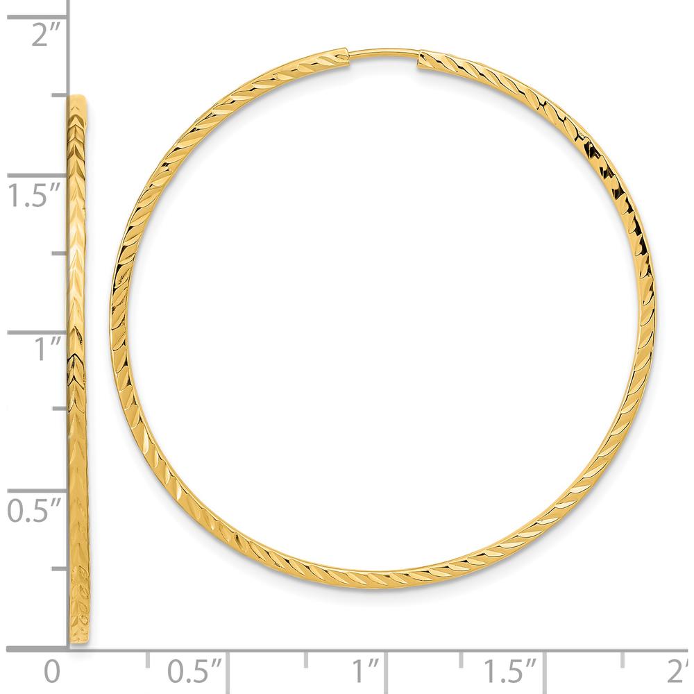 14K Yellow Gold 45mm Diamond-Cut Square Tube Endless Hoop Earrings - Polished Finish by 0