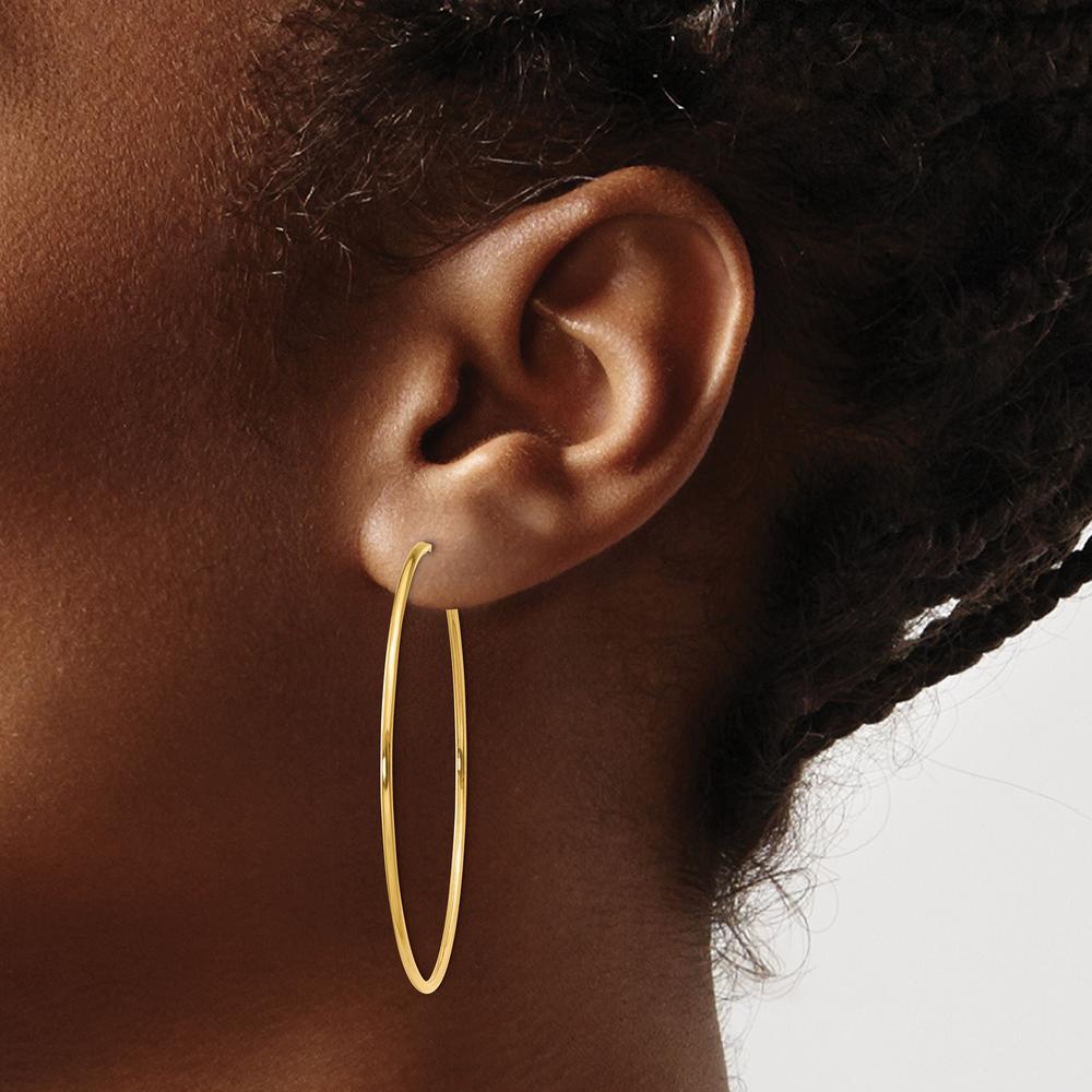 14K Yellow Gold 45mm Endless Hoop Earrings - Polished Finish by Oro Pregiato