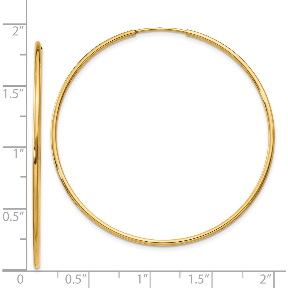 14K Yellow Gold 45mm Endless Hoop Earrings - Polished Finish by Oro Pregiato