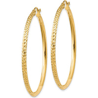 14K Yellow Gold 45mm Knife Edge Diamond-Cut Hollow Hoop Earrings by 0