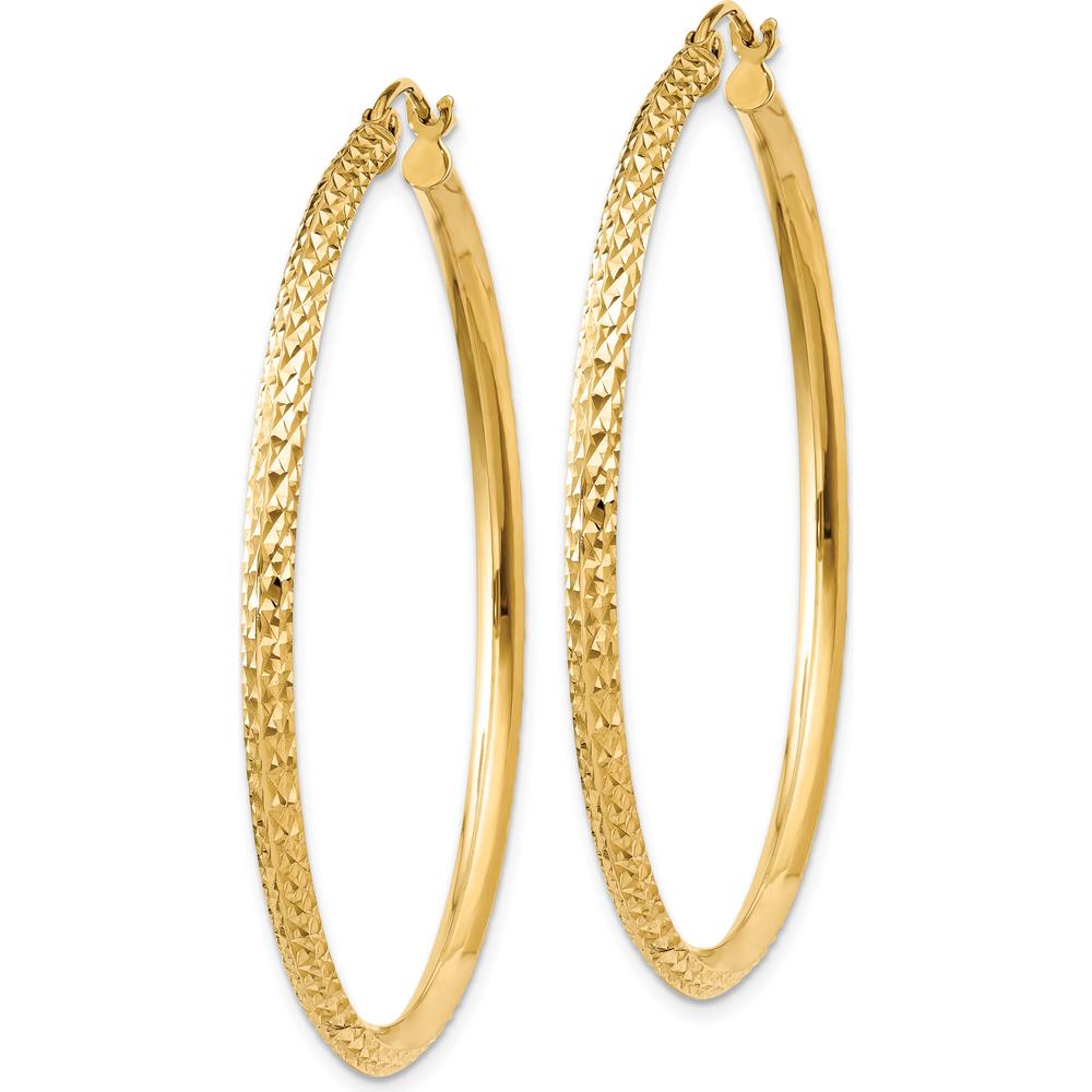 14K Yellow Gold 45mm Knife Edge Diamond-Cut Hollow Hoop Earrings by 0