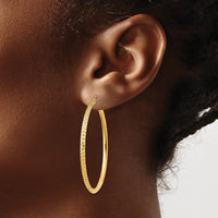14K Yellow Gold 45mm Knife Edge Diamond-Cut Hollow Hoop Earrings by 0