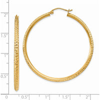 14K Yellow Gold 45mm Knife Edge Diamond-Cut Hollow Hoop Earrings by 0