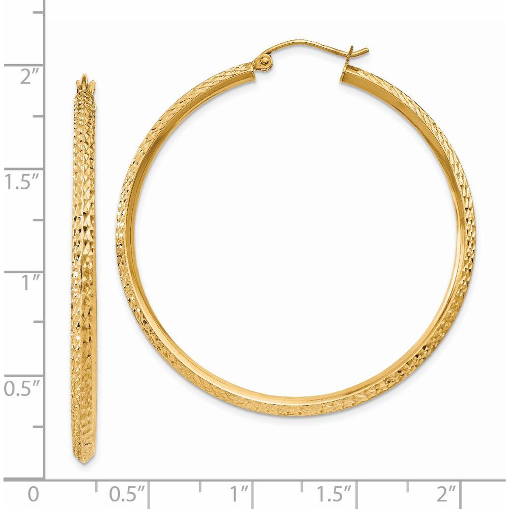 14K Yellow Gold 45mm Knife Edge Diamond-Cut Hollow Hoop Earrings by 0
