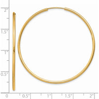 14K Yellow Gold 45mm Polished Endless Hoop Earrings - Sleek and Timeless Design by Oro Pregiato