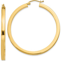 14K Yellow Gold 45mm Polished Square Hoop Earrings - 3mm Thickness by 0