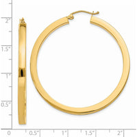 14K Yellow Gold 45mm Polished Square Hoop Earrings - 3mm Thickness by 0