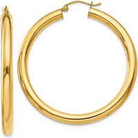 14K Yellow Gold 45mm Polished Tube Hoop Earrings by 0