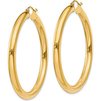 14K Yellow Gold 45mm Polished Tube Hoop Earrings by 0
