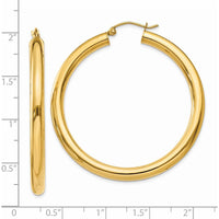 14K Yellow Gold 45mm Polished Tube Hoop Earrings by 0