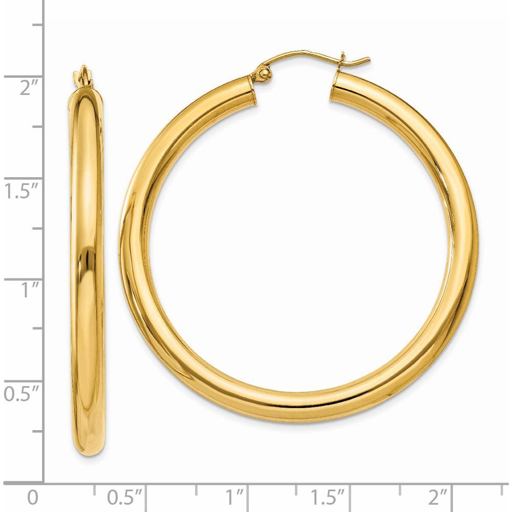 14K Yellow Gold 45mm Polished Tube Hoop Earrings by 0