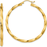 14K Yellow Gold 45mm Polished Twisted Hoop Earrings by 0