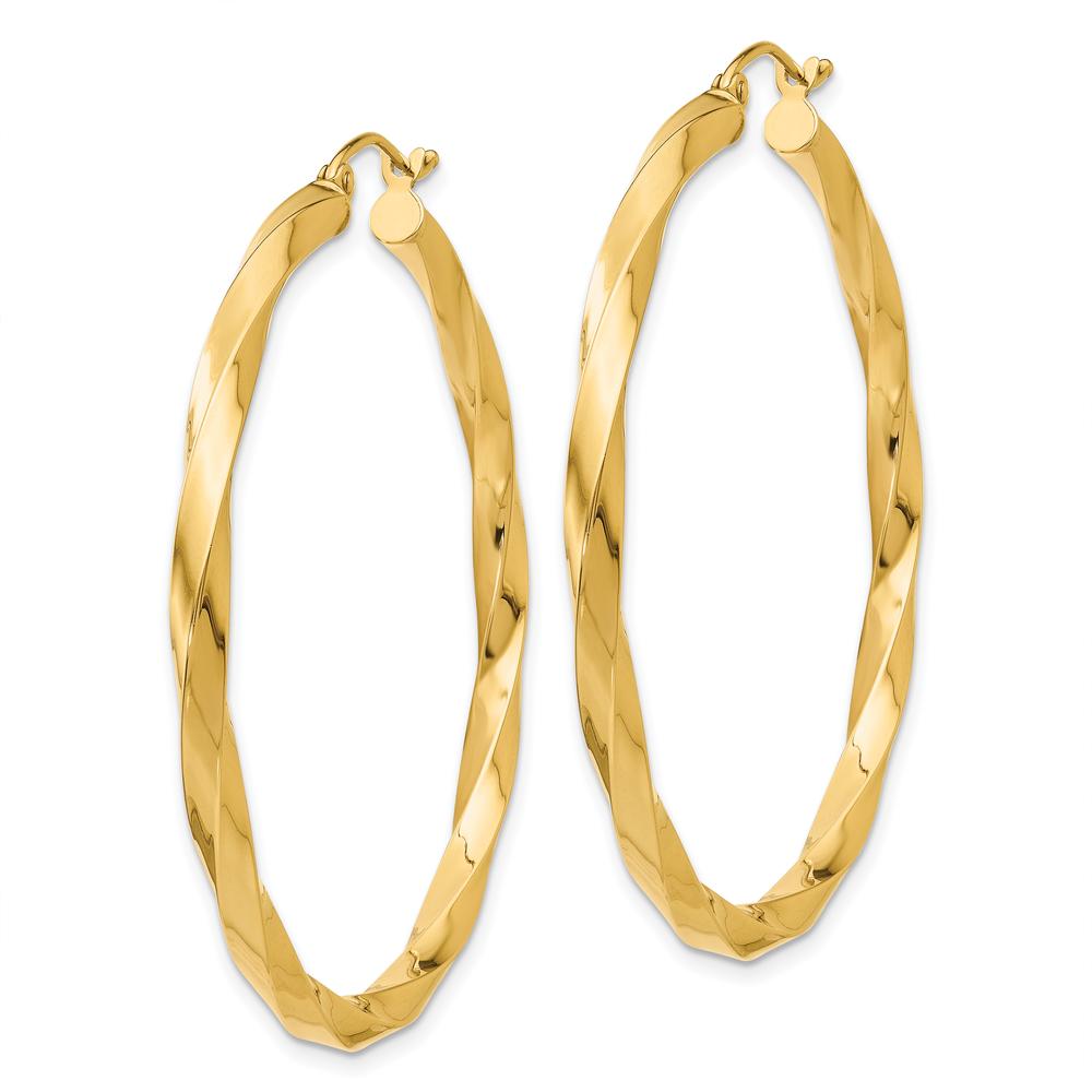14K Yellow Gold 45mm Polished Twisted Hoop Earrings by 0