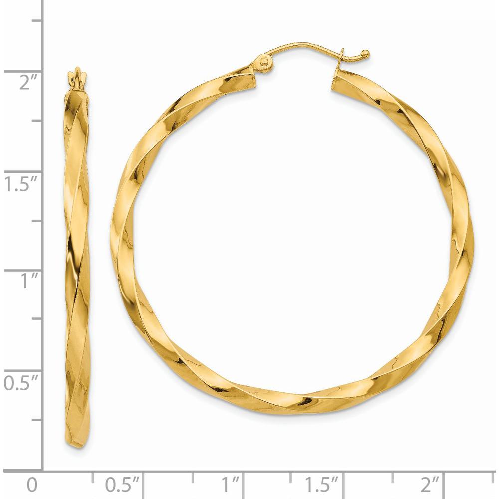14K Yellow Gold 45mm Polished Twisted Hoop Earrings by 0
