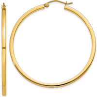 14K Yellow Gold 45mm Square Tube Hoop Earrings - Polished Finish by 0