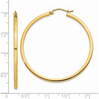 14K Yellow Gold 45mm Square Tube Hoop Earrings - Polished Finish by 0