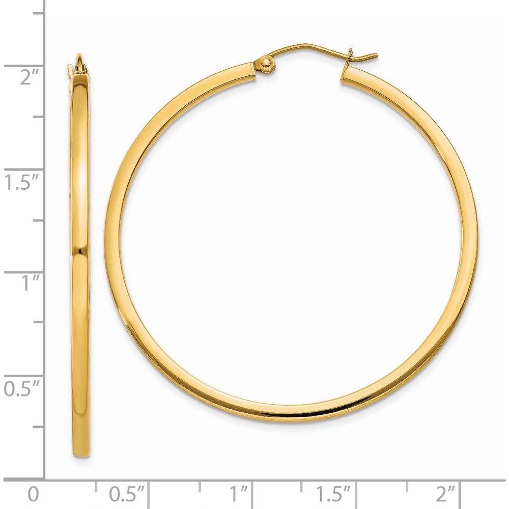 14K Yellow Gold 45mm Square Tube Hoop Earrings - Polished Finish by 0