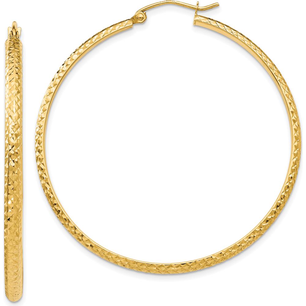 14K Yellow Gold 46mm Diamond-Cut Hoop Earrings by 0