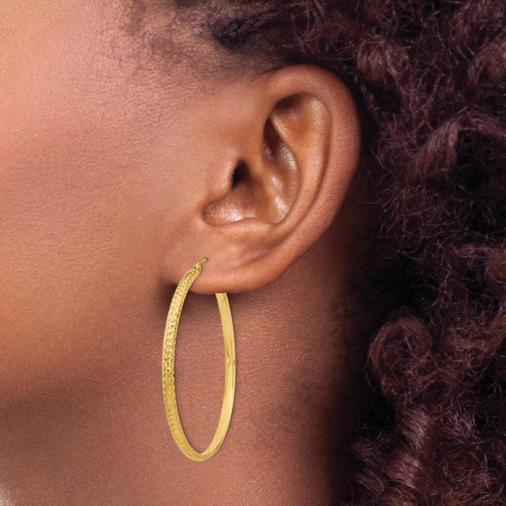 14K Yellow Gold 46mm Diamond-Cut Hoop Earrings by 0