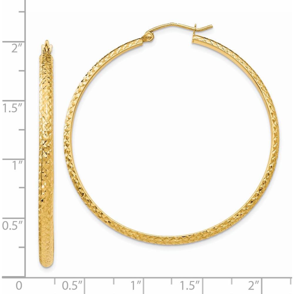 14K Yellow Gold 46mm Diamond-Cut Hoop Earrings by 0