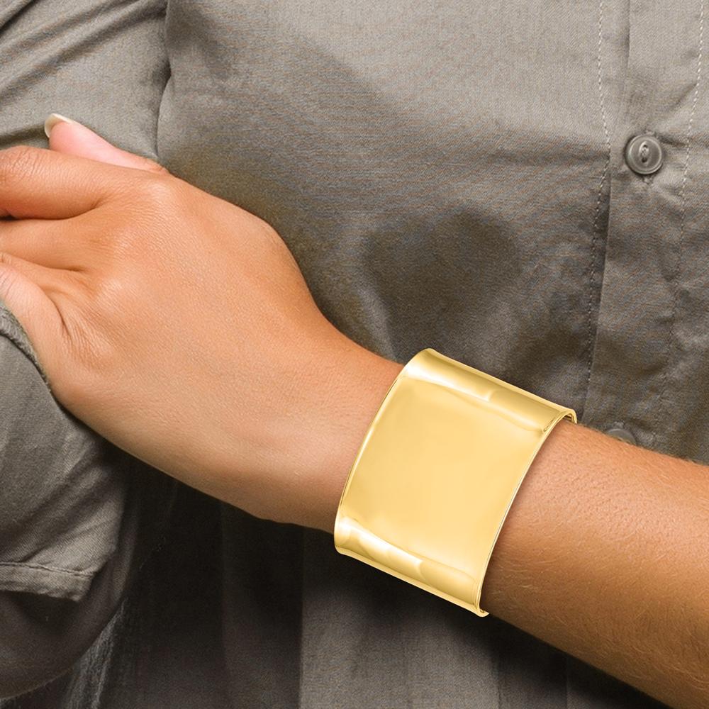 14K Yellow Gold 47mm Polished Cuff Bangle Bracelet by Oro Pregiato