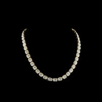 14K Yellow Gold 48.20 Carat Tennis Necklace with East-West Cushion Brilliant Cut Lab Diamonds D VS1 - 46 Pieces Total - Covaloro Fine Jewelry