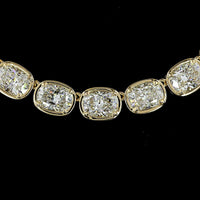 14K Yellow Gold 48.20 Carat Tennis Necklace with East-West Cushion Brilliant Cut Lab Diamonds D VS1 - 46 Pieces Total - Covaloro Fine Jewelry