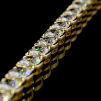 14K Yellow Gold 48.20 Carat Tennis Necklace with East-West Cushion Brilliant Cut Lab Diamonds D VS1 - 46 Pieces Total - Covaloro Fine Jewelry