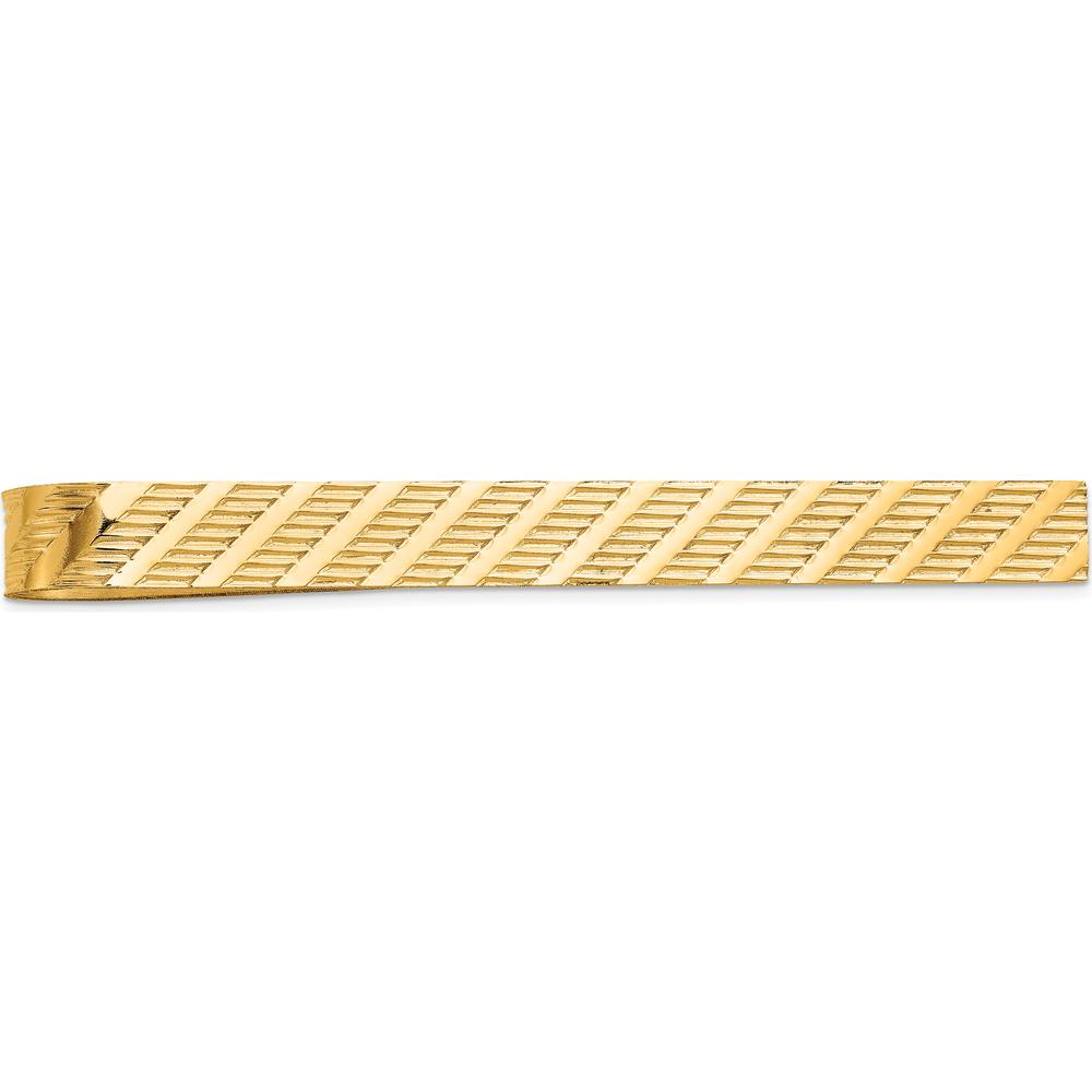 14K Yellow Gold 49mm Textured Tie Bar - Polished Finish by Oro Pregiato